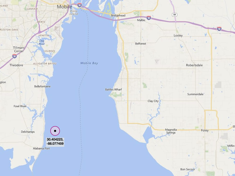 Denton Reef - Fishing reef spot in Mobile Bay located a short distance to the Southeast of the mouth of Fowl River.